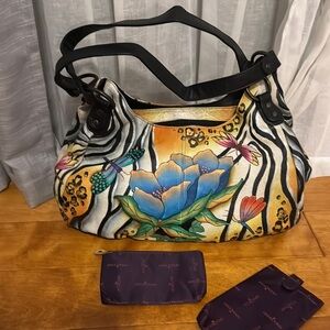 ANUSCHKA Colorful Floral and Animal Print Women's Bag
